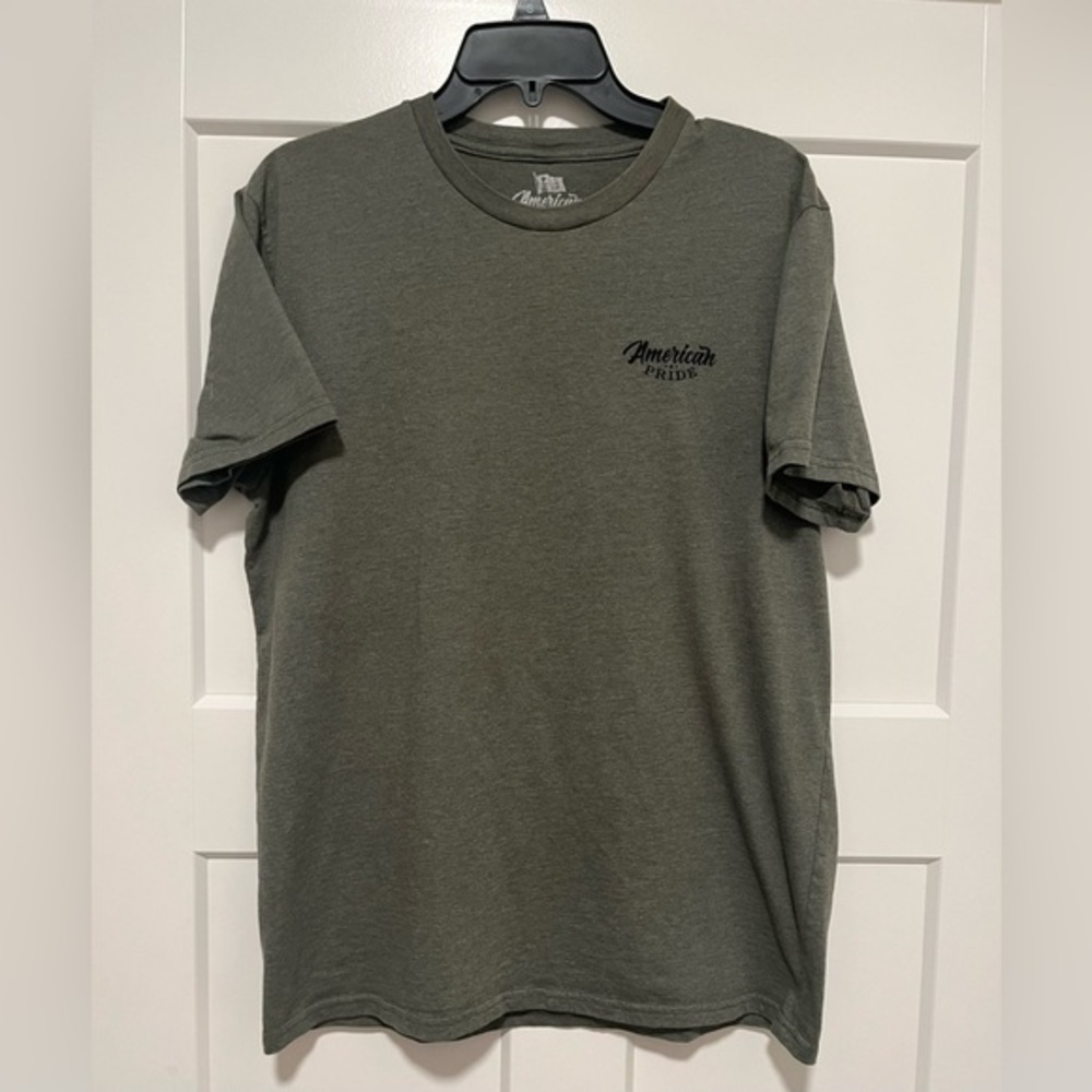 Mens Large OD Green Patriot Theme‎ Shirt Cotton USA Liberty or Death